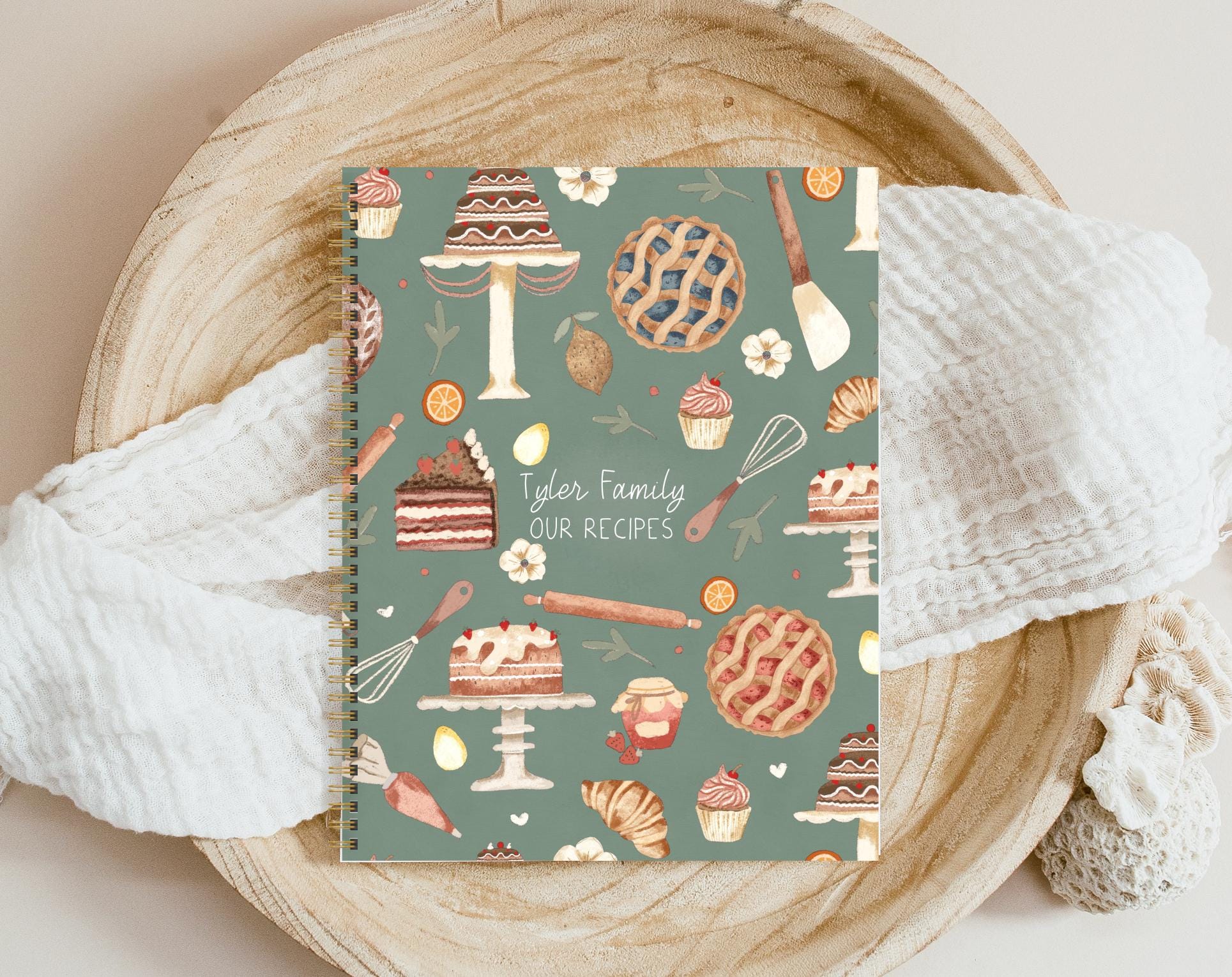 Family Recipes Book, Kitchen Recipe Journal, Journal Recipe, Family Recipes, wedding, housewarming gift, Mommy Gift, Family cookbook, CU60A