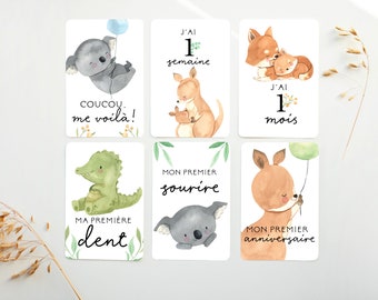 Cartes-étapes, Cartes étape petite enfance, petite enfance, cadeau pour maman, papeterie bébé, cadeau grossesse, jalons cards, BE16