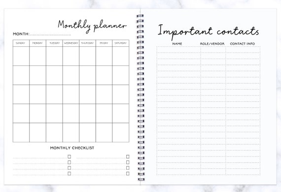 Wedding Planner Bride To Be Wedding Planning Book Custom Etsy