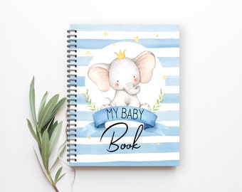 Baby Book, Baby Gift, Baby Shower, Baby Memory Book, New Baby, Elephant Nursery, Baby Girl, Baby Boy New Mom Gift, Baby Album, BB03