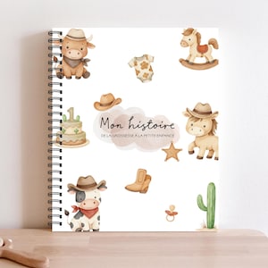 Livre de Bébé, Journal de bébé Unisexe, Bébé, Livre de Naissance, Livre Petite Enfance, Journal de Grossesse, Décor de Cowboy, C102F