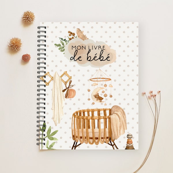 Livre de Bébé boho, Journal de Bébé, Album de bébé, Cadeau Future Maman, Cadeau de Naissance, Livre de Naissance, Livre de Grossesse, BF53