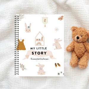 Baby Memory Book, First Year Baby Memory Book, Personalized Baby Album, Modern Baby Shower Gift, Unisex Baby book, Baby Album, BF82A