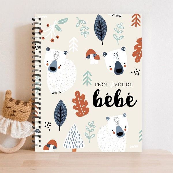 Livre de bébé, Cadeau de Naissance Bébé, Album bébé garçon, Décor Chambre de Bébé Unisexe, Cadeau de Shower Bébé, Décor Scandinave, M194F