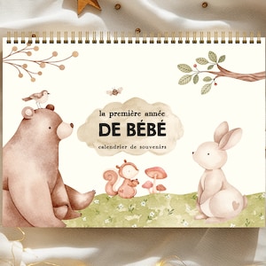 Calendrier de première année de bébé, livre souvenirs de bébé, livre de bébé, album de bébé, CALBB7