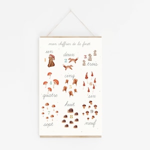Affiche chiffres, abécédaire, affiche chambre d'enfant, decoración chambre tout-petit, chambre de bébé, matériel éducatif, AF30