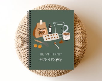 Family Recipes Book, Kitchen Recipe Journal, Journal Recipe, Family Recipes, wedding gift, wedding gift, housewarming, Family cookbook, C48A