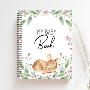 Baby Girl Book, Baby Girl Shower Gift, New Baby Gift, Memory Book, Baby Girl Nursery, Woodland Nursery, Custom Baby Gift, Baby Journal, BB05