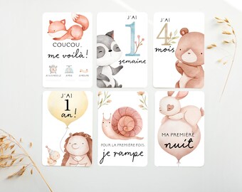 Cartes-étapes, Cartes étape petite enfance, petite enfance, cadeau pour maman, papeterie bébé, cadeau grossesse, jalons cards, BE21