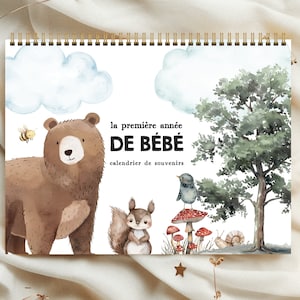 Calendrier de première année de bébé, livre souvenirs de bébé, livre de bébé, album de bébé
