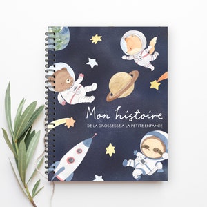 Mon Livre de bébé, Mon Journal de bébé, Journal de grossesse, livre de grossesse, décor espace bébé, bébé garçon, cadeau future maman, C38