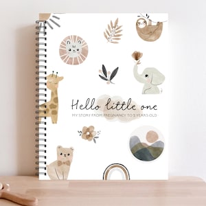 Livre pour bébé, carnet de bord, agenda de grossesse, carnet de grossesse, cadeau pour nouvelle maman, baby shower, cadeau de shower, cadeau de grossesse, chambre d'enfant jungle, C28A