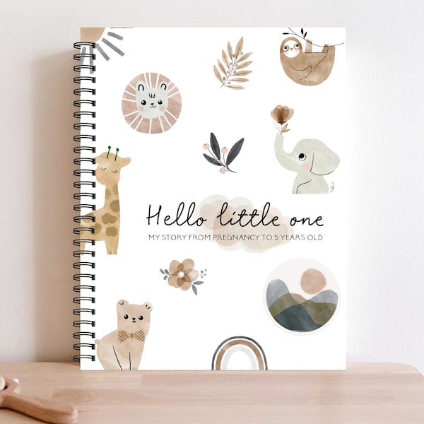 Libro per bambini, Baby Journal, Pregnancy Planner, Pregnancy Journal, Regalo nuova mamma, Baby Shower, Regalo doccia, Regalo gravidanza, Nido giungla, C28A