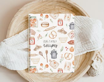 Family Recipes Book, Kitchen Recipe Journal, Journal Recipe, Family Recipes, wedding, housewarming gift, Mommy Gift, Family cookbook, CU58A