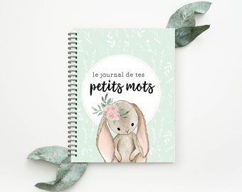 Journal des premiers mots, Journal petits mots, livre petite enfance, souvenirs enfant, papeterie, cadeau pour maman, Journal de bébé, PM1