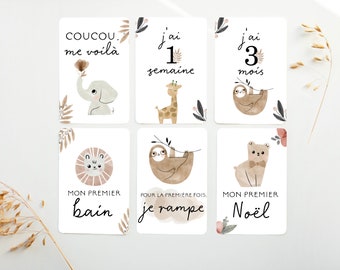 Cartes-étapes, Cartes étape petite enfance, petite enfance, cadeau pour maman, papeterie bébé, cadeau grossesse, jalons cards, BE4