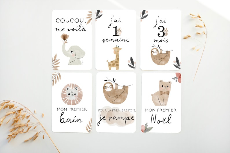 Cartes-étapes, Cartes étape petite enfance, petite enfance, cadeau pour maman, papeterie bébé, cadeau grossesse, jalons cards, BE4 image 1