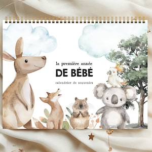 Calendrier de première année de bébé, livre souvenirs de bébé, livre de bébé, album de bébé, CALBB2