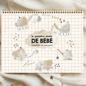 Calendrier de première année de bébé, livre souvenirs de bébé, livre de bébé, album de bébé, CALBB12