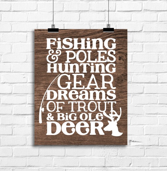 Fishing Poles And Hunting Gear Art Print Hunting Fishing Etsy