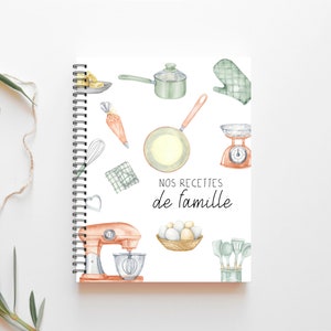 Livre de recettes personnalisé, Livre de recettes de famille, souvenirs famille, livre de cuisine familial, papeterie, CU13