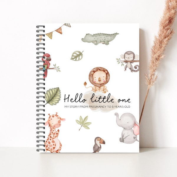 Livre de bébé, Journal de bébé, Planificateur de grossesse, Journal de grossesse, Cadeau de nouvelle maman, Baby Shower, Cadeau de douche, Cadeau de grossesse, Crèche dans la jungle, C73A