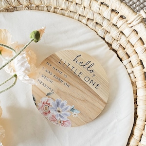 Wooden Birth Announcement, Birth Announcement Sign, Baby Name Sign, Hospital Newborn Photo Sign, Birth Flower Sign, Shower Gift