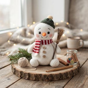 Crochet Snowman Pattern PDF Amigurumi Snowman Plushie DIY Christmas Winter Decor Gift Easy Plush Toy Tutorial Craft Project