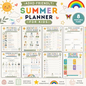 ADHD Summer Structure System for Children | Printable Visual Routine Bundle | Activity Planner for Children | PDF Instant Download