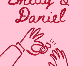 Invito Save the Date personalizzato disegnato a mano / Annuncio di matrimonio personalizzato (PNG digitale)
