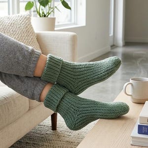 Crochet Socks Pattern PDF | Cozy Ribbed House Slipper Socks (Digital Download)