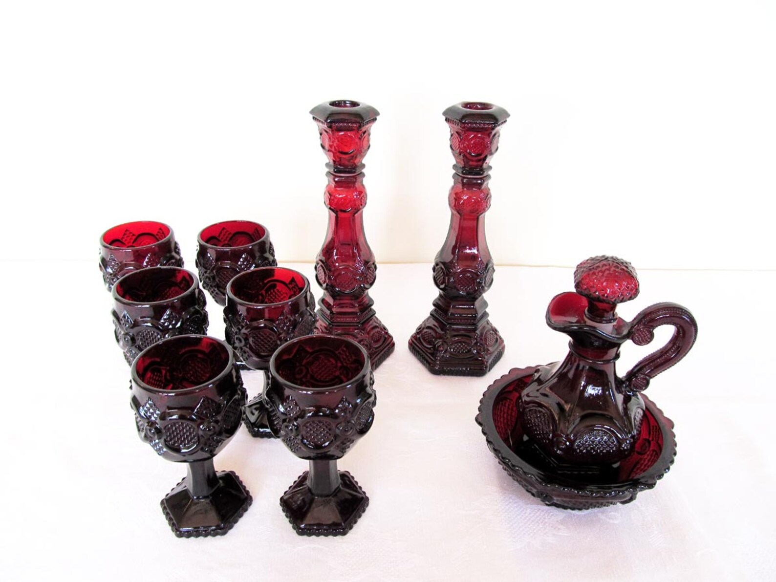 Red glass candle holders Avon Cape Cod Ruby Red glass Etsy