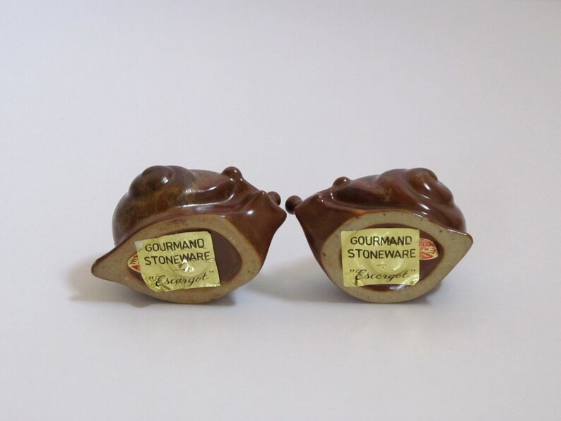 Autumn toned snail Salt and Pepper shakers stoneware 70s Etsy