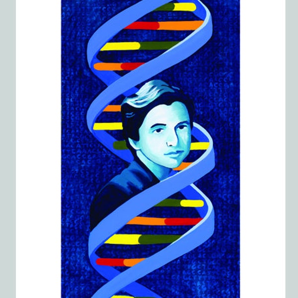 Rosalind Franklin - Double Helix DNA - Fine Art Print Postcard - Women Throughout History -  by Bonnie Fillenwarth
