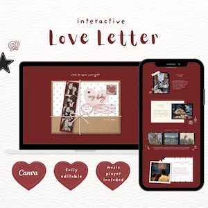 Interaktiver digitaler Liebesbrief | Canva-Vorlage | Romantisches Geschenk für den Freund | Jahrestagsgeschenk | Valentinstag | Digitales Fotoalbum