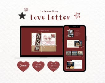 Interaktiver digitaler Liebesbrief | Canva-Vorlage | Romantisches Geschenk für den Freund | Jahrestagsgeschenk | Valentinstag | Digitales Fotoalbum