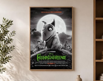 Frankenweenie Movie Poster, Canvas Wall Art, Cinema Room Decor, Film Lover Gift, Home Theater Decoration, Unframed