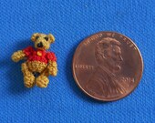 Micro Crochet Winnie the Pooh Teddy Bear. Miniature Amigurumi. Story Book Miniature Animal. 5/8" tall