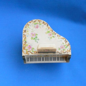 Vintage Piano Coin Bank Plastic Baby Grand Hand Painted Flowers Dollhouse 1:12