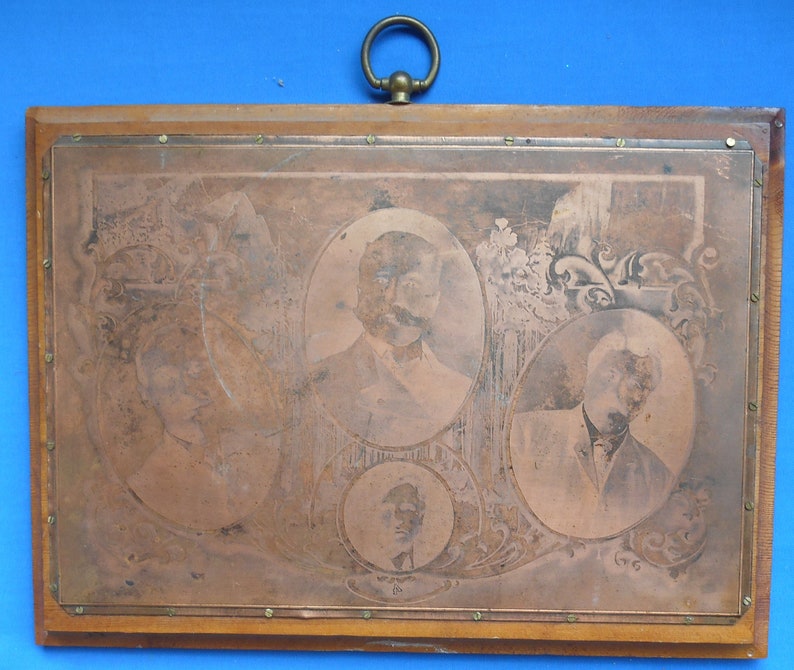 Antique Copper Printing Plate. Etching Four Heads 8 X Etsy
