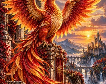 Phoenix Cross Stitch Pattern, Fantasy Bird PDF, Full Coverage Design, Pattern Keeper & Saga Compatible