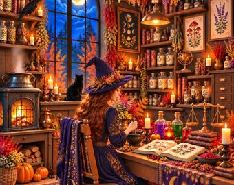 魔女の薬屋クロスステッチパターン、ハロウィンフルカバーPDF、Pattern Keeper & Saga対応