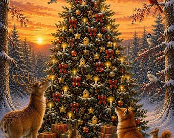森のクリスマスツリーのクロスステッチパターン、冬のフルカバーPDF、Pattern KeeperおよびSaga対応