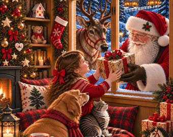 サンタクロースのクリスマスクロスステッチパターン、フルカバーPDF、Pattern Keeper & Saga対応、Reinder Holiday Design
