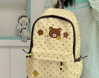Zaino giapponese Harajuku con stampa di orsi / Borsa trasparente con finestra per esporre spille in peluche anime - ItaBagUS®