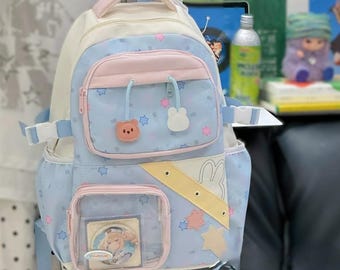 Zaino Ita Kawaii in stile anime Harajuku / Borsa con finestra trasparente per esporre spille in peluche anime - ItaBagUS®