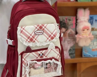 Zaino Cosplay Harajuku Anime Giapponese / Borsa con finestra trasparente per esporre spille in peluche anime - ItaBagUS®