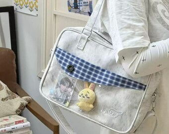 Borsa a tracolla Ita trasparente a quadri, stile estetico / Simpatica borsa a tracolla per studenti e viaggiatori - ItaBagUS®