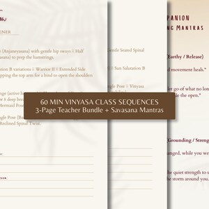 Yoga Sequencing Templates Pack, 60 Min Vinyasa Flow Blueprints Deep Hip Opener & Mountain Flow Class Scripts with Teacher Reflection Journal