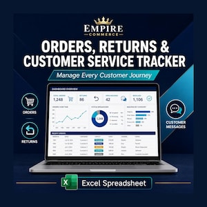 Ecommerce Orders, Returns & Customer Service Tracker | Excel Spreadsheet for Online Sellers